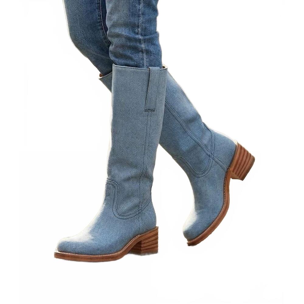 NEW FRYE women's campus heeled boots in sky blue - Picture 7 of 7